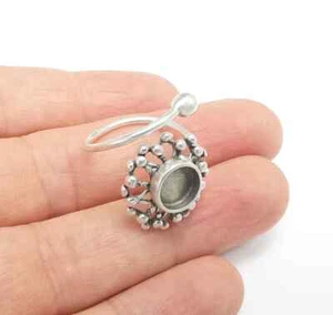 Flower, Sun Ring Setting Blank Cabochon Mounting Adjustable Resin Ring Base - Picture 1 of 10