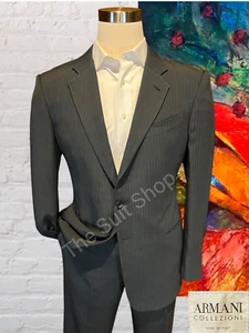 Armani Collezioni 44R 34x31 Gray Green 2 Piece Designer Suit Wool Blend - Picture 1 of 15
