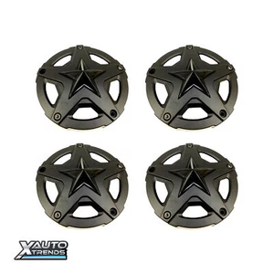 4 x XD827 18X9 M-BLK Wheel Center Cap W/ Gloss Black STAR 827CAPMB-GB-T - Picture 1 of 1