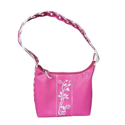 Y2K Barbiecore Rosa Cartera Sillín Cartera Correa para el Hombro Bolso de Mano Bordado Tachuelas Foto 1 de 4