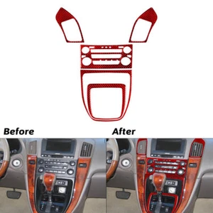 5Pcs For Lexus RX300 1998-2003 Red Carbon Fiber Center Console Panel Cover Trim - Bild 1 von 10