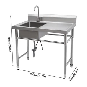 Spülbecken Spültisch Edelstahlspüle Gastrospüle Waschbecken mit Faucet 100x60cm - Bild 1 von 23