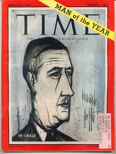 1959 -TIME- Vintage Charles De Gaulle Magazine - January 5 - Picture 1 of 1