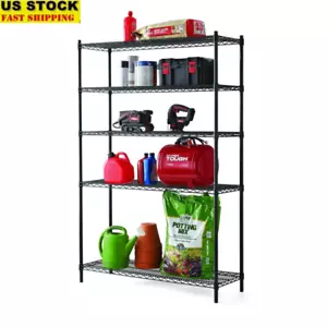 5-Tier Heavy Duty Wire Shelf Adjustable Storage Rack Freestanding Industrial Use - Picture 1 of 9