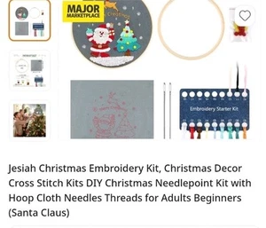 Cross Stitch Christmas Cross Stitch kits Needle Point Embroidery Festive Hoop - Picture 1 of 2