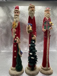 Vintage Sammlung von 3 8" Bleistift dünne Weihnachten Weihnachtsmann Keramik Figuren - Bild 1 von 7