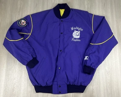 Vintage Washington Huskies Starter Bomber Button Up Jacket Large NEW WITH TAGS - Image 1 of 4