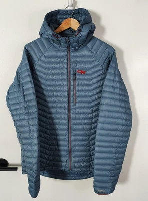 Outdoor Research Mens Large Verismo Hooded Down Jacket Blue Full Zip (Read Desc) - Image 1 of 4