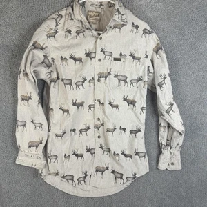 Woolrich Shirt Mens Medium Flannel Deer Wildlife Print Long Sleeve Outdoors - Picture 1 of 12