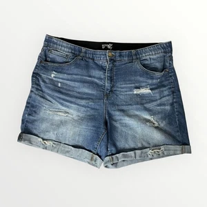 Terra & Sky Womens Distressed Denim High Rise Cut Off Shorts Plus 20W Short - Picture 1 of 4