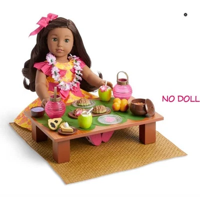 AMERICAN GIRL NANEA'S LU'AU~LUAU SET~TABLE~MAT~LEI~FOOD~DRINKS~NEW (No Doll) - Image 1 of 3