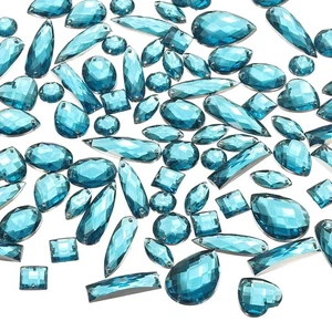 200Pcs Sew on Rhinestones Flatback Crystal Acrylic Gems Mixed Shape, Blue - Picture 1 of 7