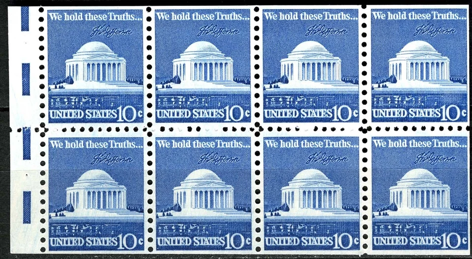 SC# 1510c -10¢ Jefferson Memorial Booklet Pane 8 Stamps Mint NH - Image 1 of 1