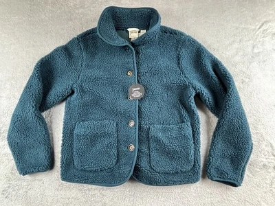 Joanie Green/blue Teal teddy jacket size S pockets lined button Up NWT - Image 1 of 4
