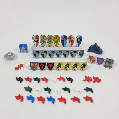 Vtg LEGO Castle Knights Pirates Shields Armor Dragon Plume Minifigure Parts Lot - Image 1 of 4
