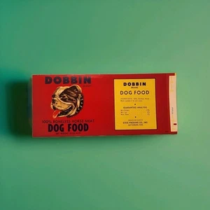 Dobbin Red Label  Uncirculated   Tin Can Label Dog Food 100% Horse Meat - Picture 1 of 2