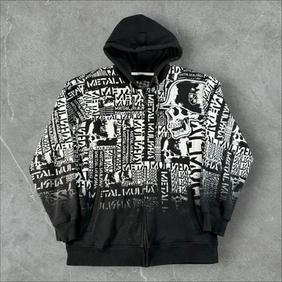 Metal Mulisha Hoodie Mens Large Black Y2K Zip Up Grunge Cyber Mall Goth Aop Emo - Image 1 of 4