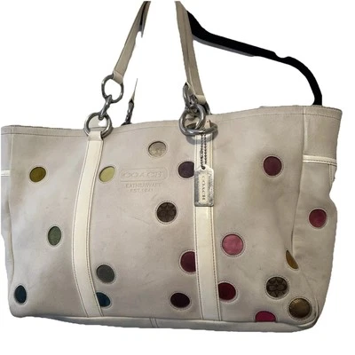 Vintage Rare Coach Purse Bag Polkadot Large Leather Gallery - Image 1 of 4