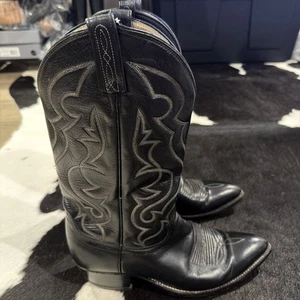 Dan Post #6940 Milwaukee Black Leather  Cowboy Boots Mens 10D HTF Pattern - Picture 1 of 10