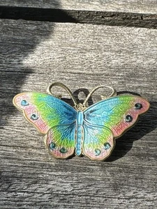 Broche Opro Mariposa Esmalte Plata Esterlina Noruega Noruego 712 - Imagen 1 de 7