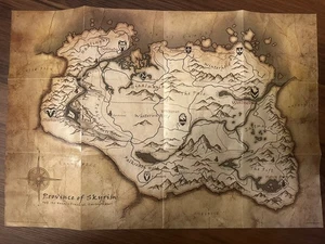 ELDER SCROLLS V 5 PROVINCE OF SKYRIM MAP POSTER GUIDE Xbox 1 One oder PS4  - Bild 1 von 5