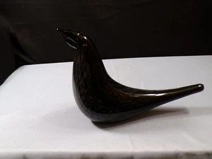 Murano Glass Black Bird Figurine 9" Long - Picture 1 of 10