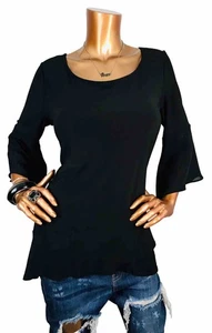 Roz & Ali XL Top Stretch schwarz Bluse 3/4 Glockenärmel weich Easywear Tunika Rundhals - Bild 1 von 11