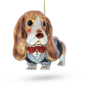 Lovable Spaniel Dog Blown Glass Christmas Ornament - Picture 1 of 5