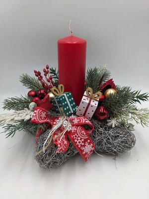 Weihnachtsgesteck Schleife Geschenk Stern rot - Bild 1 von 4