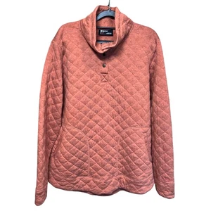 Marmot Quilted Pullover Sweatshirt Coral Orange Mock Neck Snap Womens Size XL - Picture 1 of 9
