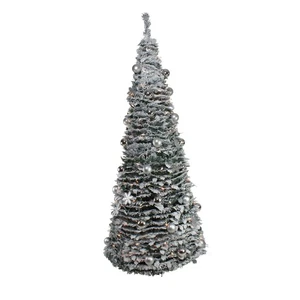 Northlight 6' Silver Tinsel Pop-Up Artificial Christmas Tree - Clear Lights - Picture 1 of 4