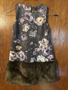 Vestido para niñas Imoga estampado floral con ribete de piel talla 4. C127 - Imagen 1 de 6