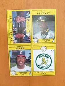 1991 Fleer Uncut Box Panel Dave Stewart Oakland A's Baseball Cards - Picture 1 of 1