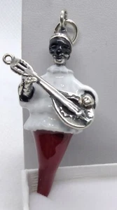 CIONDOLO CORNO PULCINELLA ARGENTO SMALTATO MASSICCIO GR 22MANDOLINO SCARAMANTICO - Foto 1 di 6