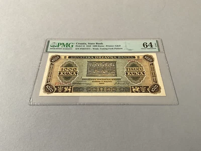 Croatia 1,000 Kuna P-12 1943  PMG 64 EPQ - Image 1 of 4