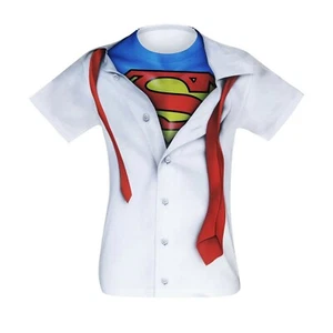 Superman Red Tie Costume Reveal T-Shirt White - Picture 1 of 7