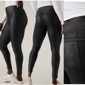 ATHLETA Delancy Gleam Tight Black suede like Leggings Regular Length XL - Picture 1 of 12