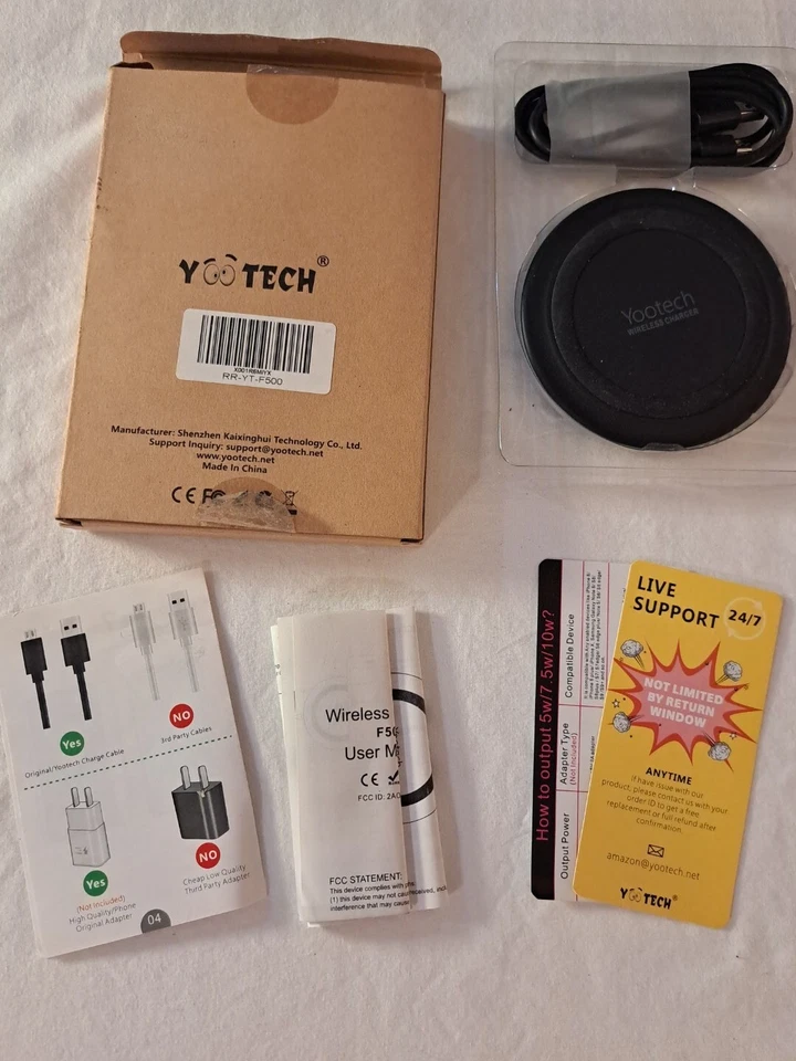 Almofada de carregamento sem fio Yootech Qi com cabo modelo F500 5W / 7.5W / 10W - Imagem 1 de 4