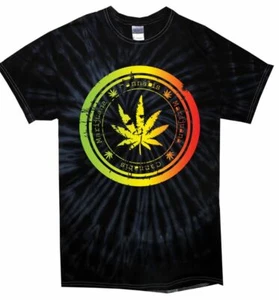 Cannabisblatt Batik T-Shirt - Marihuana Festival Gras Spliff - Picture 1 of 1