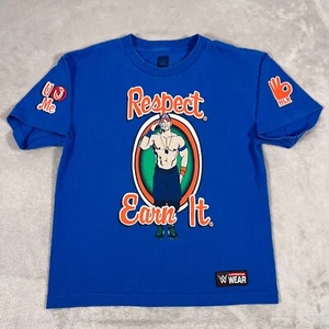WWE John Cena Kids Shirt Size Youth Size Large Blue Respect Earn It Authentic - Picture 1 of 12