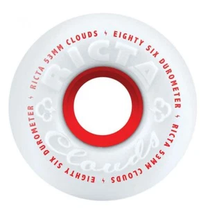 Ricta Clouds Skateboard Wheels 86A White Red 53mm - Picture 1 of 1