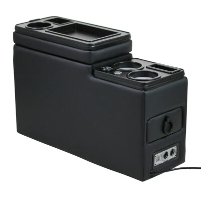 AM CARPARTS Black Edition Mittelkonsole USB Staufach für Ford Tourneo Custom mit LED