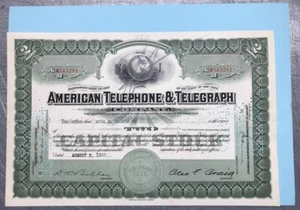 US Kleinformat 👁 American Telephone & Telegraph * 2 Shares 1950er VF * KF024 - Bild 1 von 1