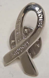 SILVER TONE SHARING TRUST SUPPORT RIBBON ENAMEL PIN BADGE CHARITY COLLECTABLE - Picture 1 of 2