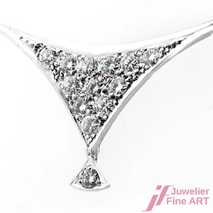 Collana Collier 585/14K Oro Bianco Diamanti Brillanti 39,5 CM - Foto 1 di 5