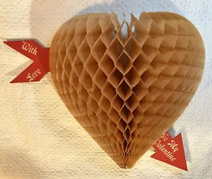 2 Vintage 1950s Honeycomb Valentine Heart Decorations Unbranded - Picture 1 of 12