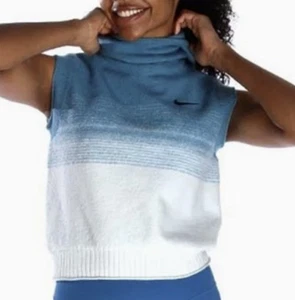NIKE Dri Fit Advance Run Division Aqua Grey Wool Hooded Running Vest Womens Sz S - Picture 1 of 8