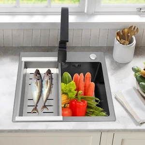 Fregadero incorporado Fregadero de cocina Fregadero de acero inoxidable con juego de residuos ¡Grifo de cocina! - Imagen 1 de 19