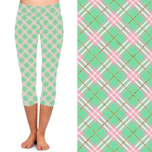 Leggings CAPRI TC2 extra a cuadros rosa y verde talla grande talla 18-22 - Imagen 1 de 4
