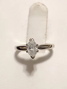14k WHITE GOLD MARQUE NATURAL DIAMOND RING,SIZE 3+1/4 - Picture 1 of 5